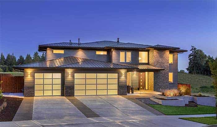 Contemporary home with several fiberglass windows and composite windows saving energy for this green home