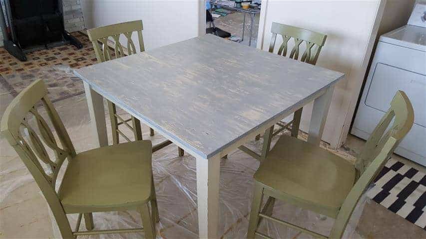 Small table recently painted with chalk-based paint