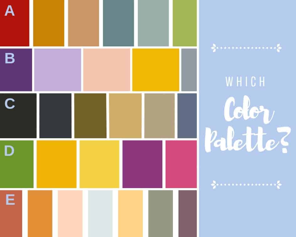 Home decorating style quiz block showing color paint palettes to choose
