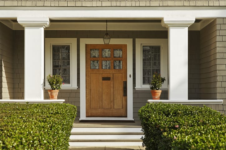 front door with square glass